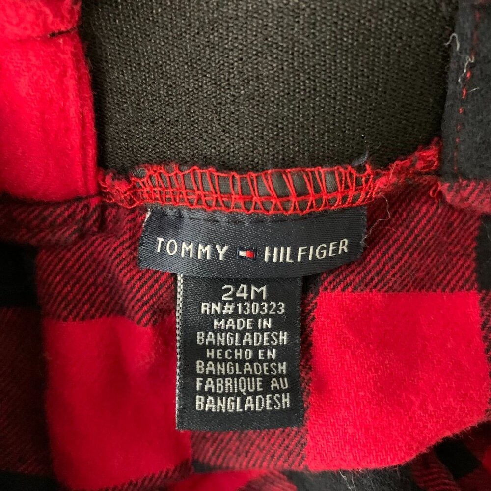 Tommy Hilfiger Infant Pinafore Dress 24m Red Buffalo Plaid Elastic Waist Zipper - Picture 6 of 6